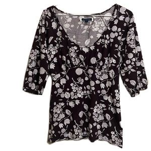 American Eagle Outfitters, 60% Cotton, 40% Modal, Casual Top, Plum/White, M